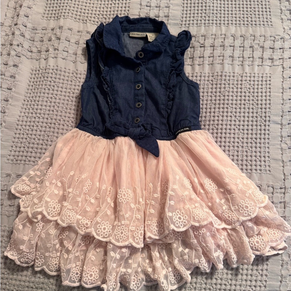 Calvin Klein Jeans Navy and Blush Kids Dress